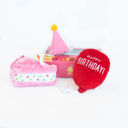 ZippyPaws Plush Birthday Box Pink 3 pc