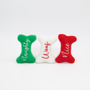 ZippyPaws Holiday Miniz Plush Bones Naughty and Nice 3 pc