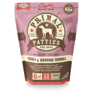 Primal Dog Raw Turkey & Sardine Patties 6 lb
