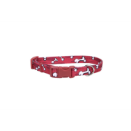 Pet Attire Adj Collar 1"x26" Red Bones