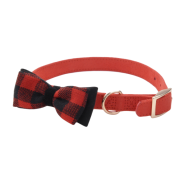 Accent Microfiber Collar Red w/Plaid Bow 5/8x13"