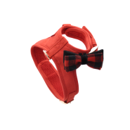 Accent Microfiber Harness Red w/Plaid Bow XS