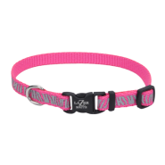 LazerBrite Reflective Collar 3/8x8"-12" Pink Zebra