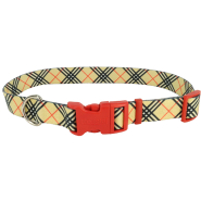 Celebration Dog Collar Tan Plaid Lrg 1"x18"-26"