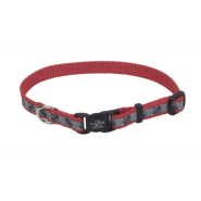 LazerBrite Refl Adj Collar 3/8"x12" Red Paw Bones