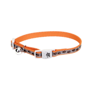 LazerBrite Refl Bkwy Cat Collar 12" Orange Paws