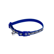 LazerBrite Refl Bkwy Cat Collar 12" Blue Fish Bones