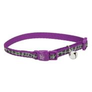 LazerBrite Refl Bkwy Cat Collar 12" Purple Animal Print