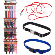 Nylon Collars & 6ft Leash Display 4 colors