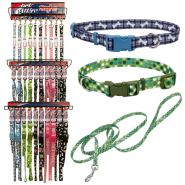 Pet Attire Styles Collar & 4 ft Leash 3 Tier Display