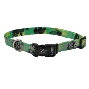 LazerBrite Patterned Rflc Collar 3/8"x8-12" Lime Skulls