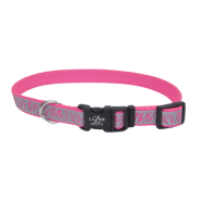 LazerBrite Reflective Collar 5/8x12"-18" Pink Zebra