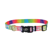 LazerBrite Patterned Rflc Collar 1"x18-26" Rnbw Hearts