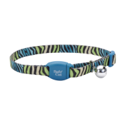 Safe Cat Breakaway Collar Teal Zebra 3/8x12"