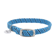 ElastaCat Reflective Safety Collar w/Charm Blue/Blk 10"