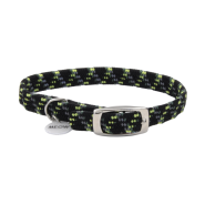 ElastaCat Reflective Safety Collar w/Charm Blk/Green 10"