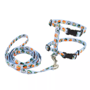 Figure H Fashion Cat Adj Harness & Leash 18" Blue Sushi