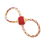 Rascals Figure 8 Rope Tug with Ball Dog Toy 12" Red