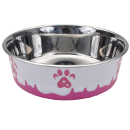 Maslow Design Bowl Paw Pink/White 13 oz