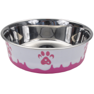 Maslow Design Bowl Paw Pink/White 54 oz