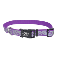 LazerBrite Reflective Collar 1x18"-26" Purple Daisy