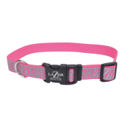 LazerBrite Reflective Collar 1x18"-26" Pink Zebra