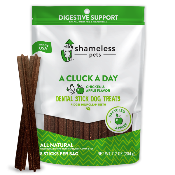 Shameless Pets Dog Dental Sticks A Cluck A Day Pre/Probiotic Pan