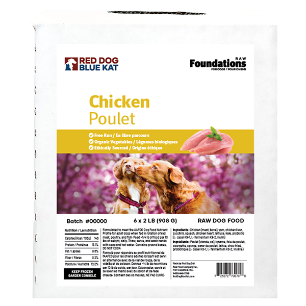 Red Dog Blue Kat Dog Foundations Chicken Bulk 6/2 lb Pan Pacific Pet