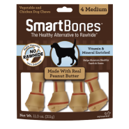 SmartBones Classic Bone Chews Peanut Butter MED 4 pk