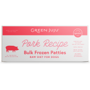 Green Juju Dog Frozen Raw Pork Patties Bulk Box 18 lb