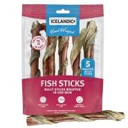 Icelandic+ Dog Beef Bully Stick Wrapped w/Fish Skin 6" 5pk