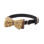 Accent Microfiber Collar Black w/Leopard Bow 5/8x16"