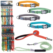 K9 Explorer Brights Five Color Collar and Leash Display